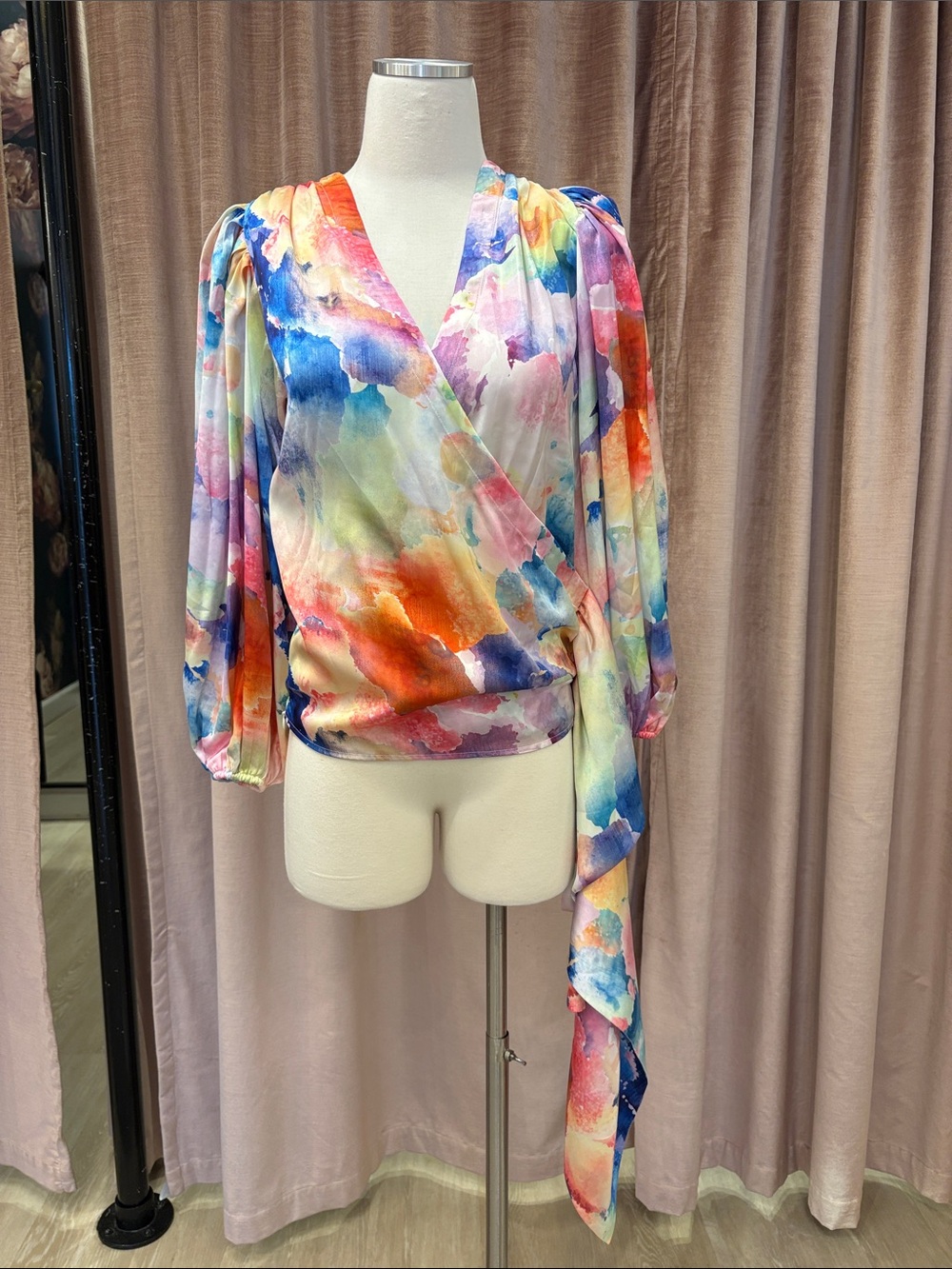 Elliatt Energy Watercolor Wrap Blouse - Multicolor